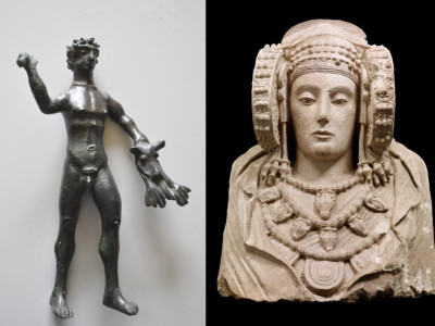 Bronzetto votivo di Ercole da Trivento e busto in pietra conosciuto co