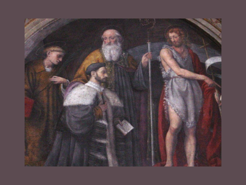 Bernardino Luini, Alessandro Bentivoglio con i santi Stefano, Benedetto, Giovanni Battista, dettaglio
