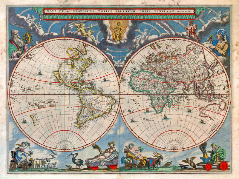 Nova Et Accuratissima Totius Terrarum Orbis Tabula, Joan Blaeu, 1664-65. Nova Et Accuratissima Totius Terrarum Orbis Tabula, Joan Blaeu, 1664-65.