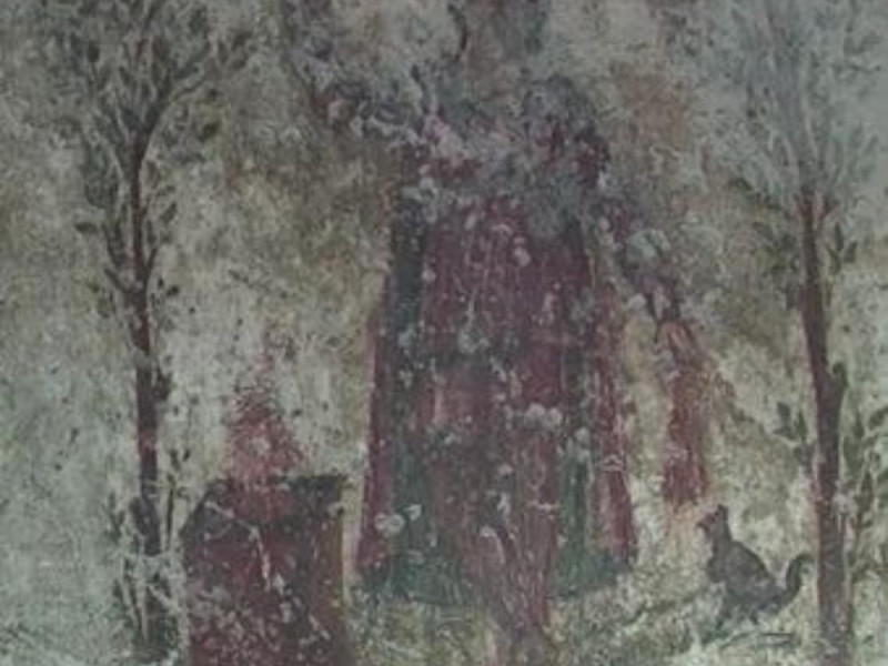 Mitreo, dettaglio della scena dipinta Mitreo, dettaglio della scena dipinta