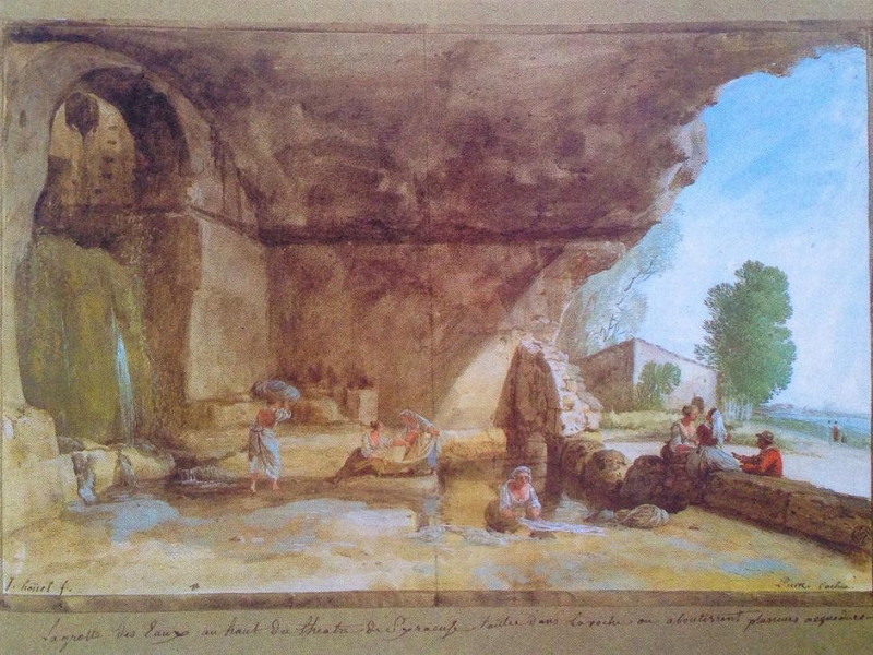 Grotta del Ninfeo nel dipinto di Jean-Pierre Hoüel  Grotta del Ninfeo nel dipinto di Jean-Pierre Hoüel