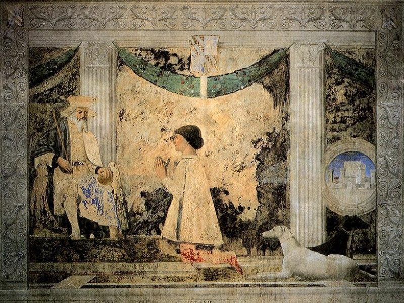 Piero della Francesca, Sigismondo Pandolfo Malatesta in preghiera davanti a San Sigismondo (1451) Piero della Francesca, Sigismondo Pandolfo Malatesta in preghiera davanti a San Sigismondo (1451)